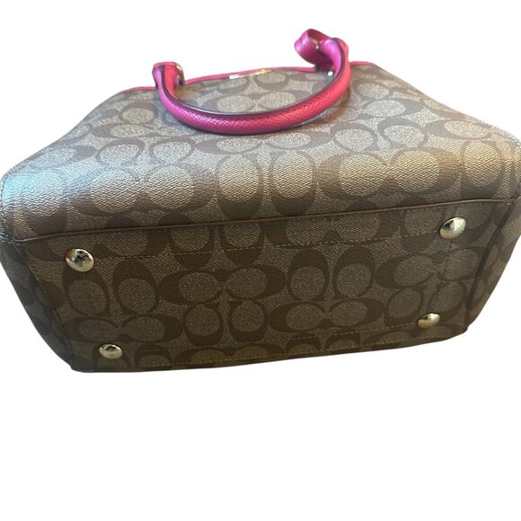 Coach Mini Margot Signature Brown Pink Handbag Caryall Purse + Wallet Leather - Picture 12 of 16